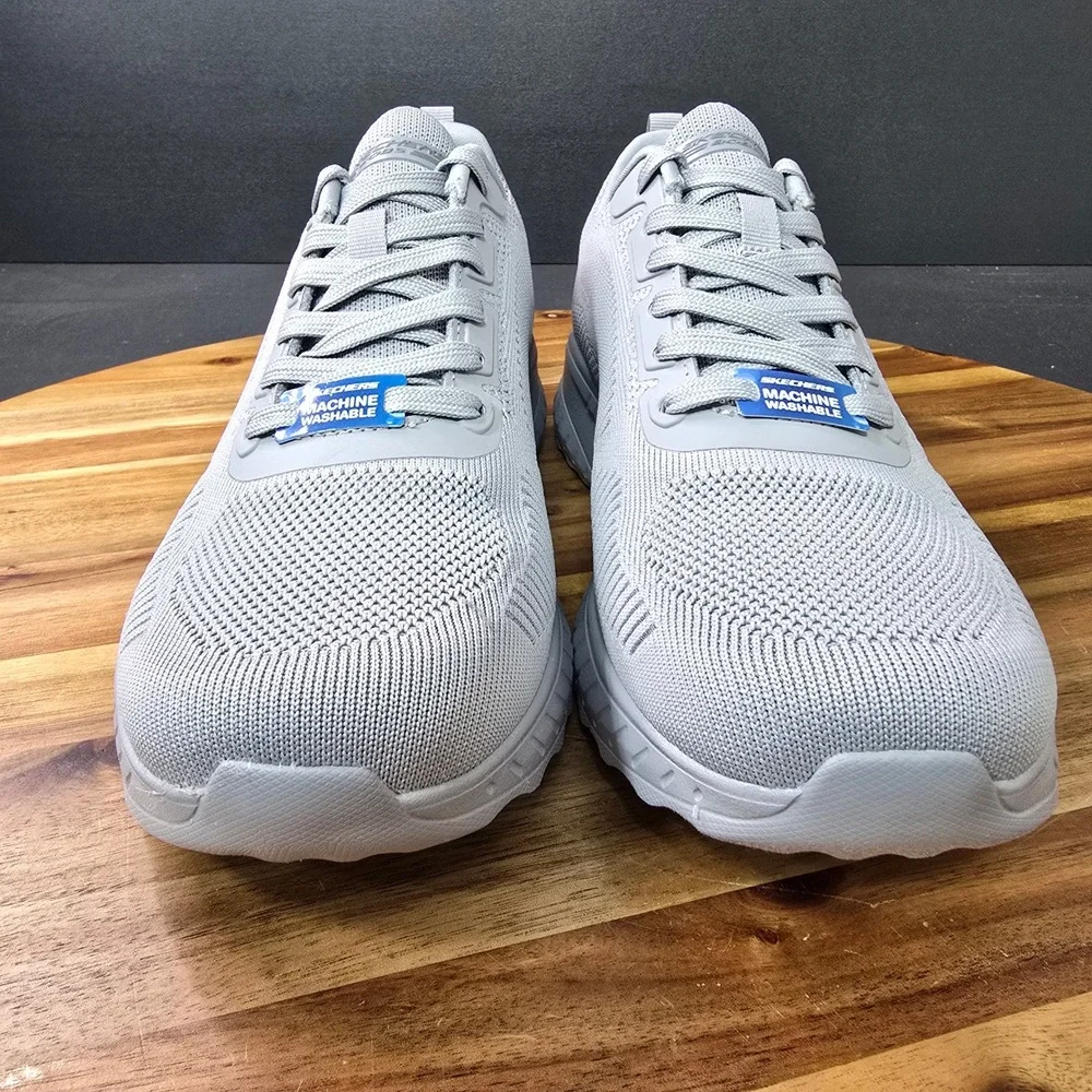 Skechers Bobs Squad Chaos Face Off Womens 10 Wide Light Gray‎ Vegan Memory Foam